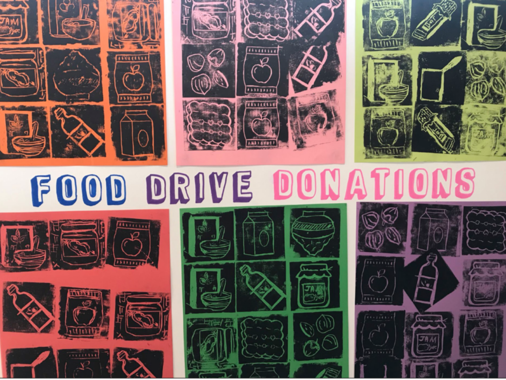 Food drive donations sign